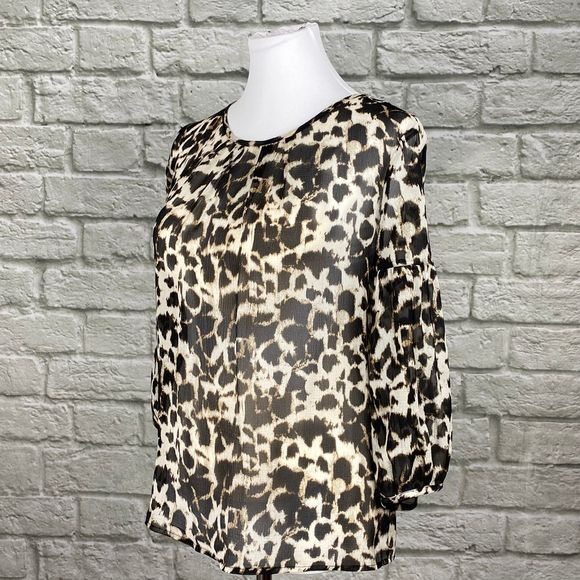 Talbots Leopard Print Sheer Blouse - Picture 3 of 5